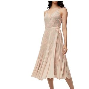 Artizia Wilfred Beaune Pleated Wrap Dress Rare Denude Black Vineyard Floral XS